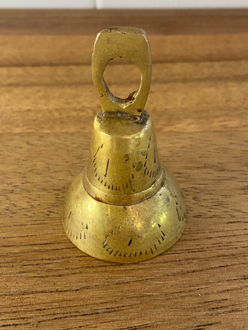 Vintage Etched Brass Bell Small Hand Bell Boho Decor India Style